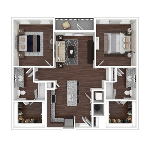Floor plan for 2 beds, 2 baths, 1093 sqft